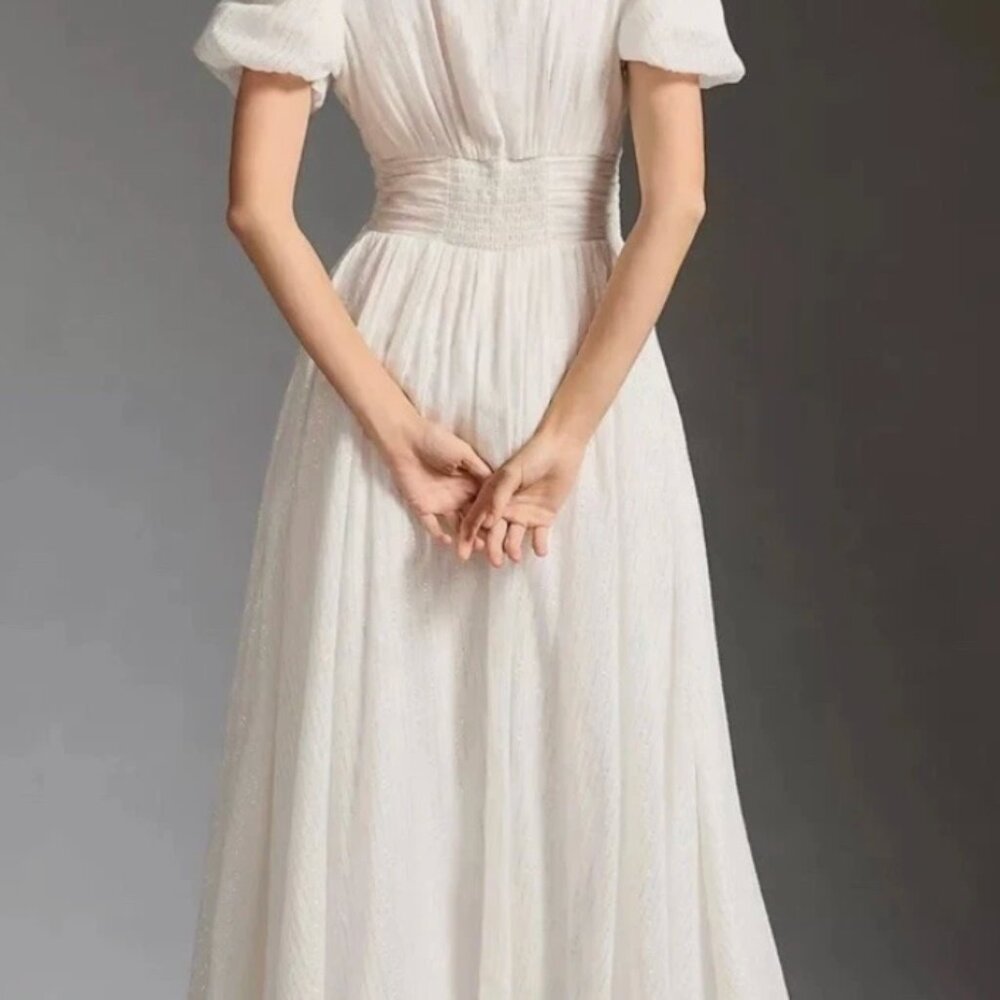 RARE Anthropologie “Katerina” Button-Front Dress in Ivory - Picture 5 of 6